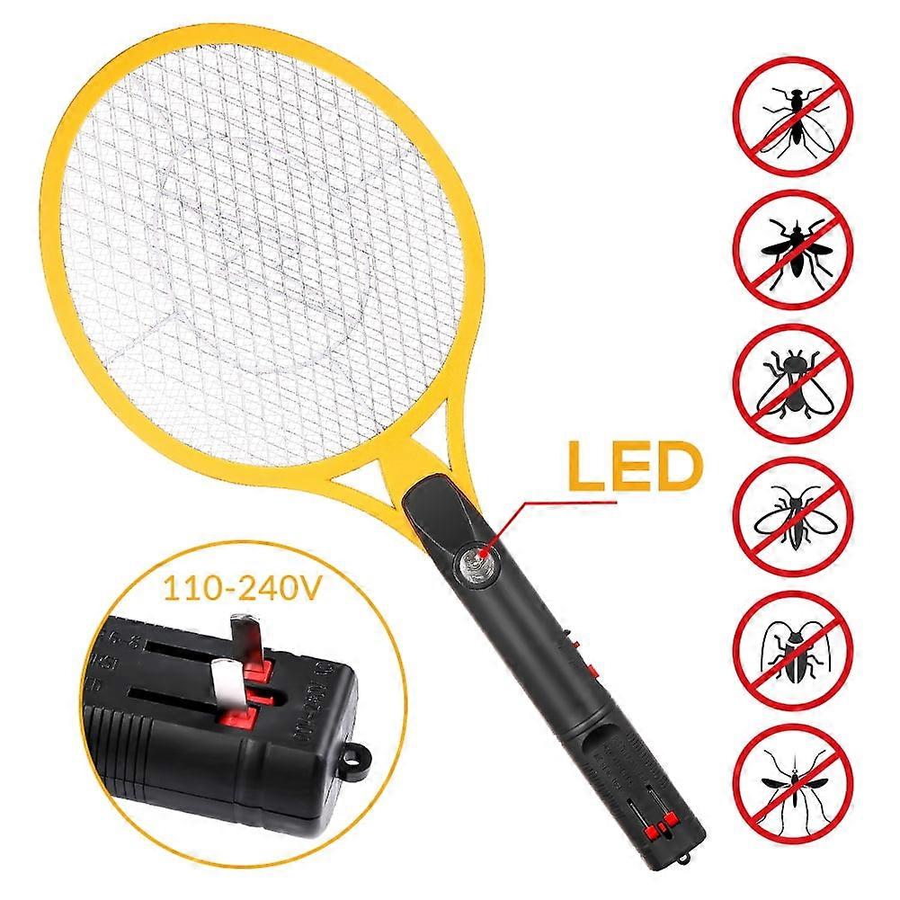 Roofei Electric Fly Swatter – Rechargeable Bug Zapper with Safe Mesh & Flashlight – Kills Mosquitoes, Gnats, Insects