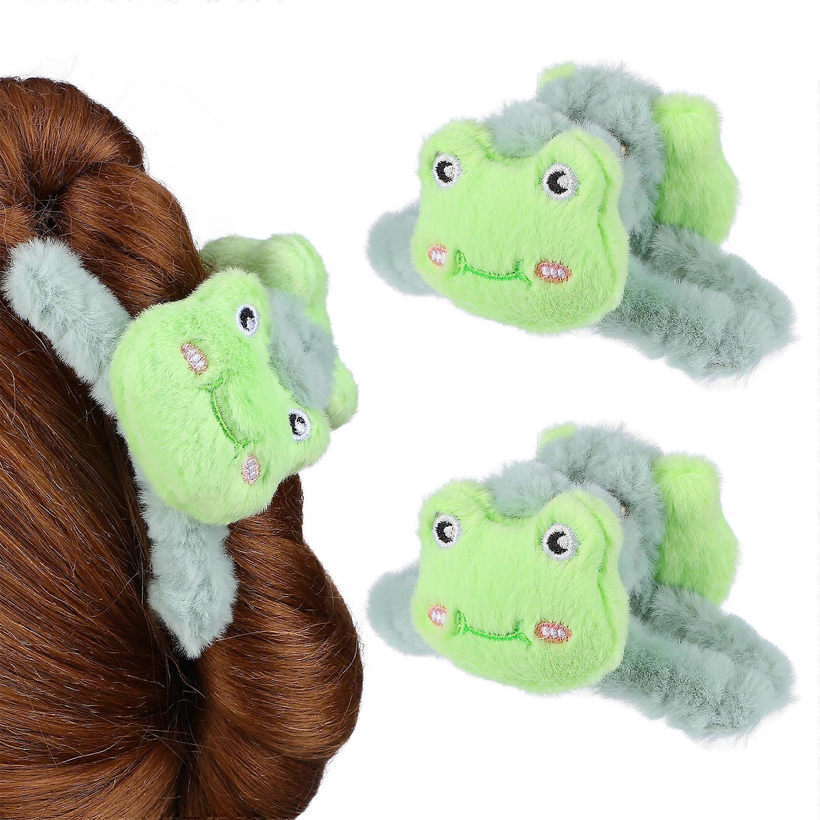 Green Claw Clips for Hair Styling 6Pcs Large Plush Claw Clips