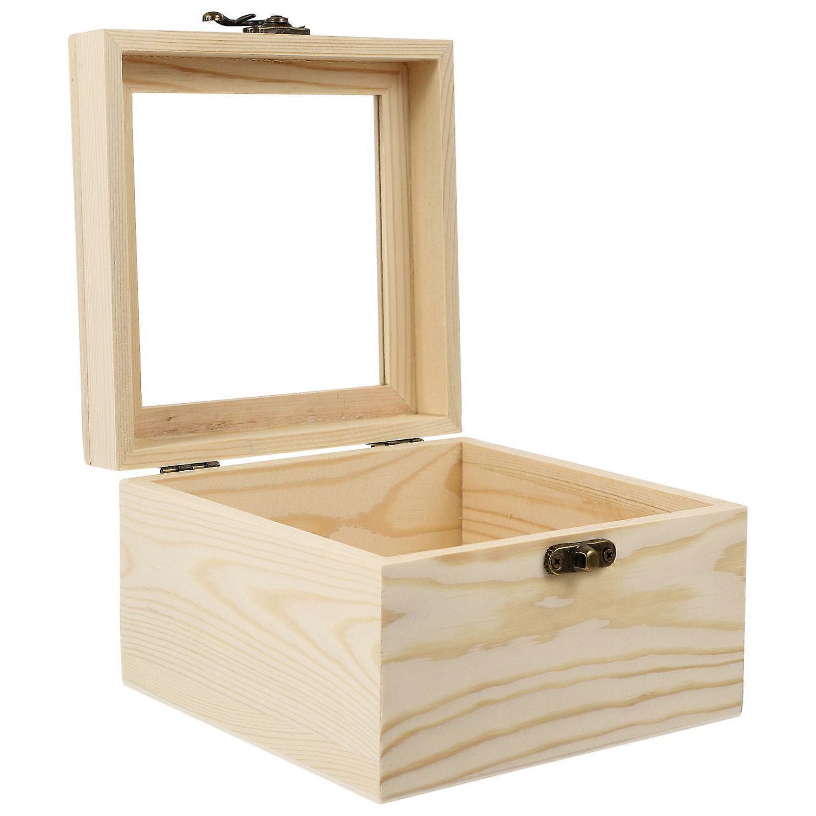 Wooden Gift Box with Glass Lid for Storage 1Pcs Eternal Flower Box