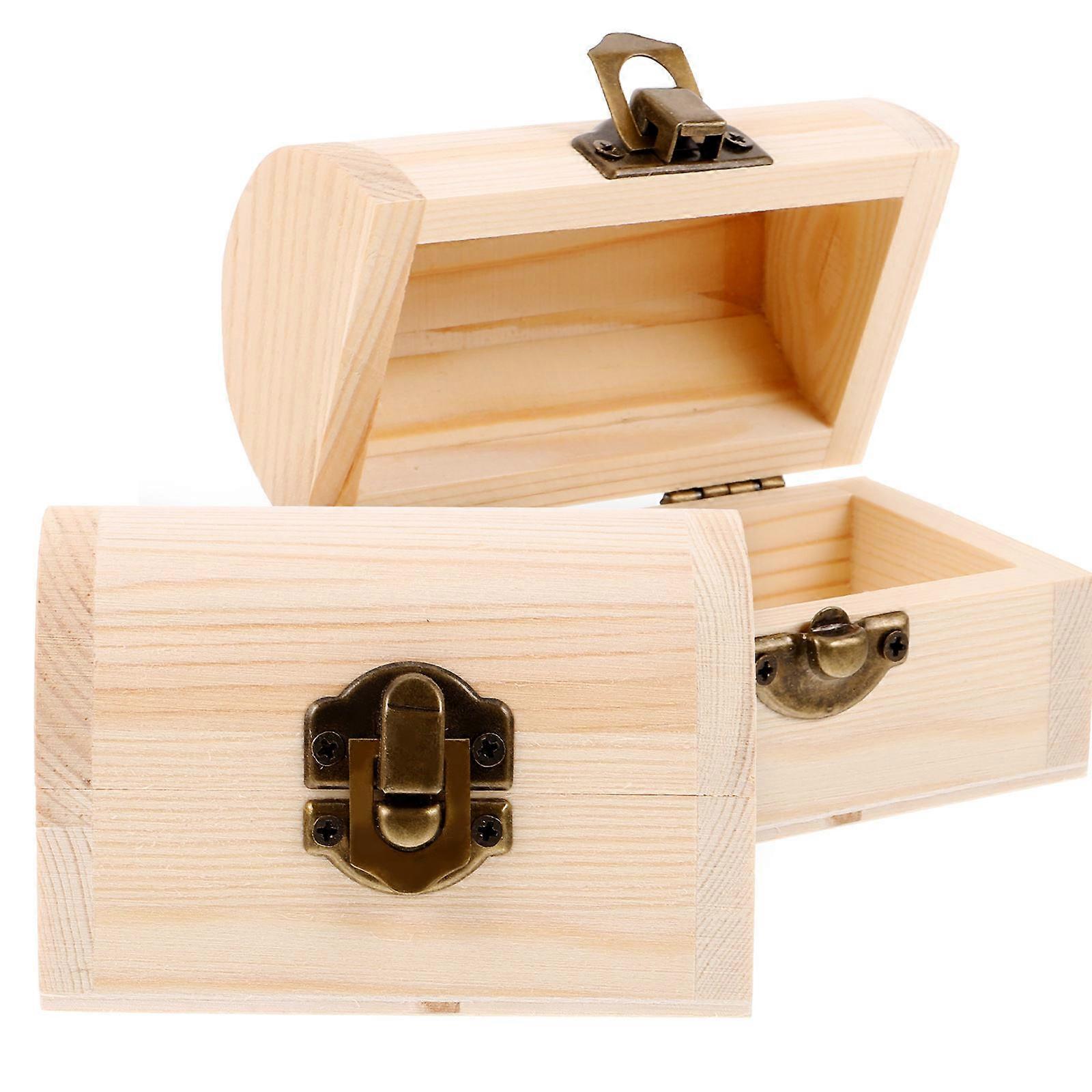 Wooden Gift Boxes for Storage 6Pcs Solid Arc Design Treasure Boxes