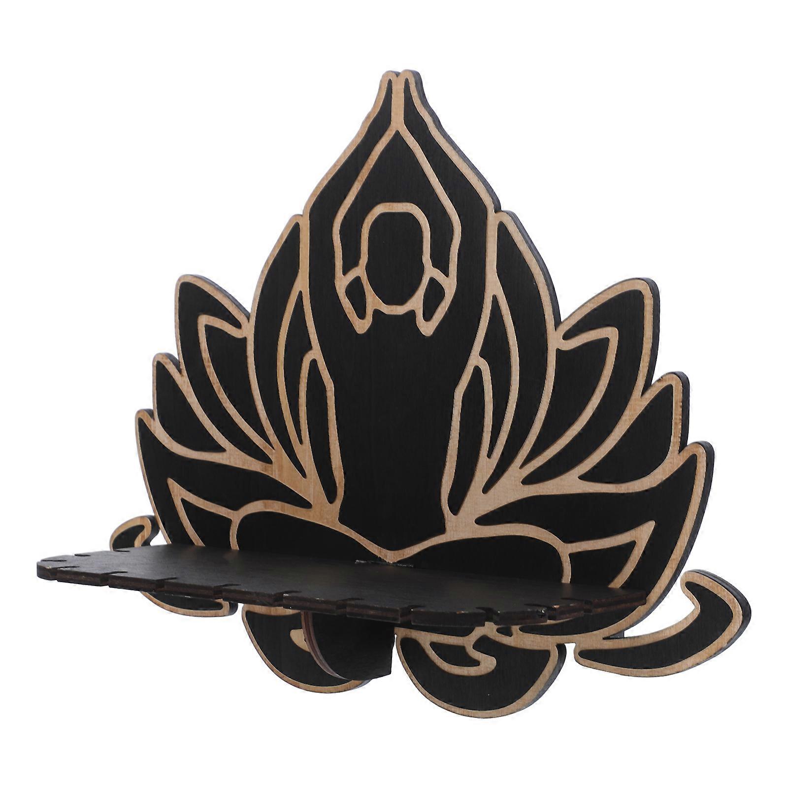 Wood Shelf for Holding Use Lotus Flower Shape Decorative Wall Floating Shelf