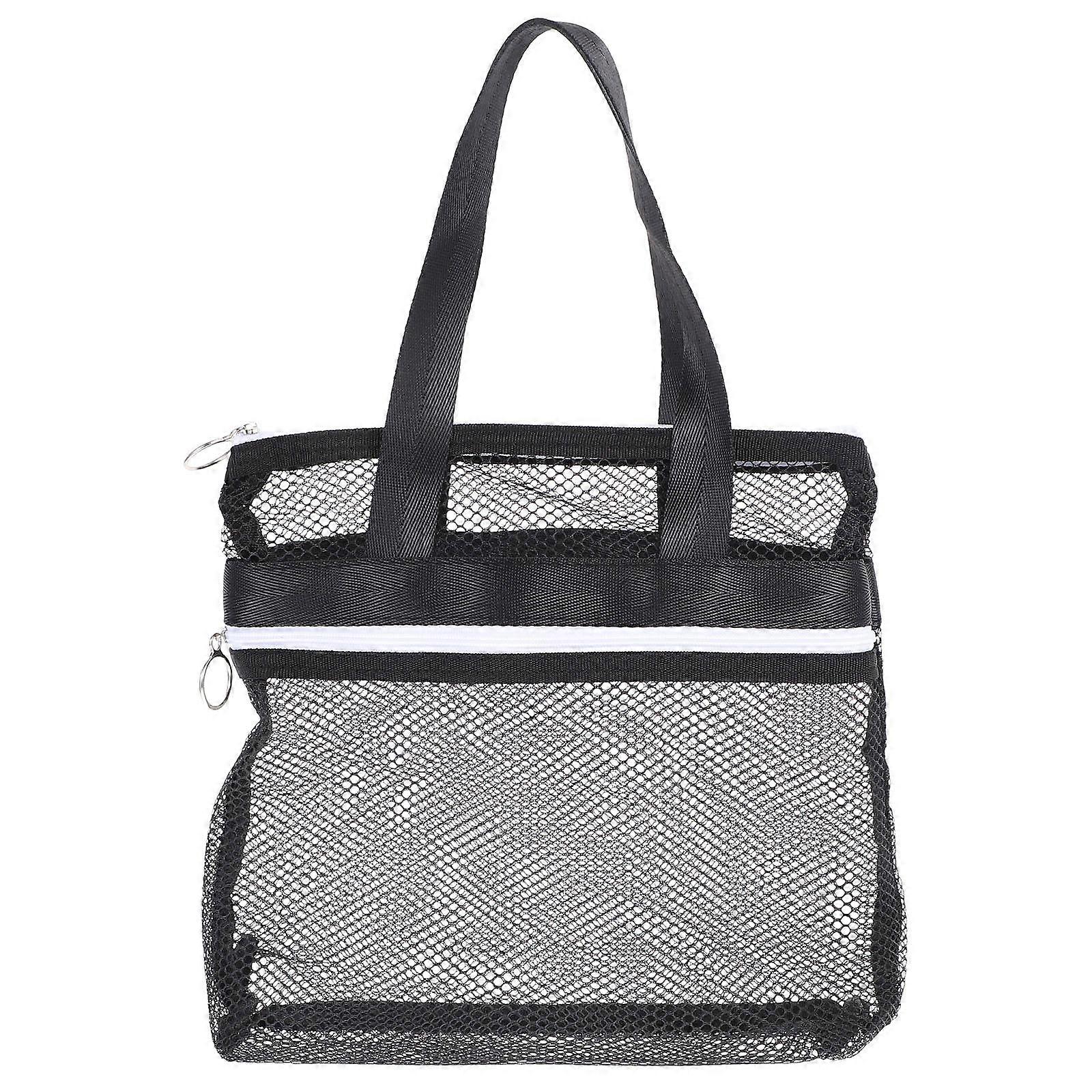 Mesh Design Beach Bag for Travel Toiletry Storage 2Pcs Black Tote Bags