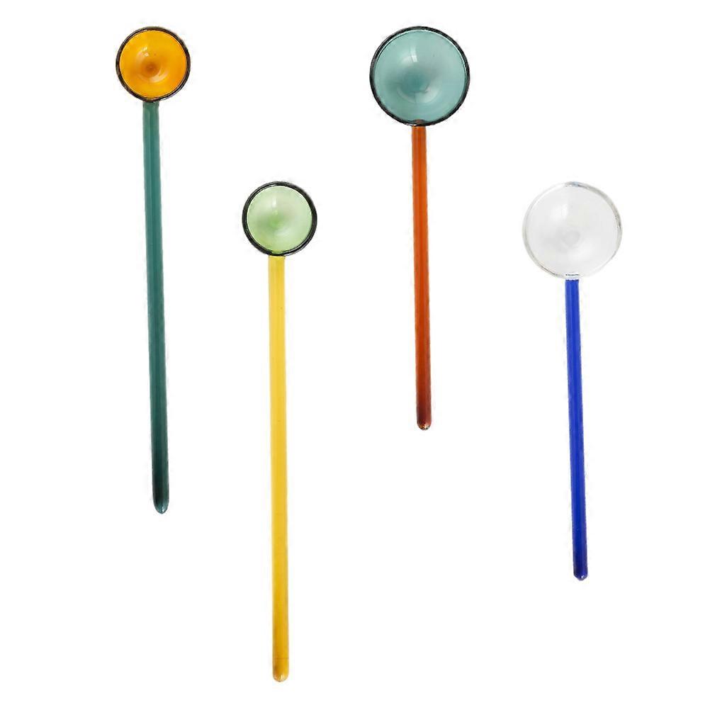 4Pcs Glass Stirring Spoons Simple And Elegant Design Perfect For Coffee Mixing In Kitchens