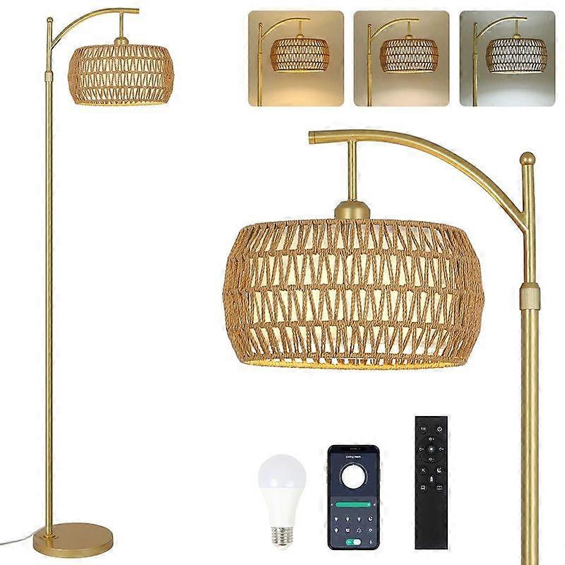 Arc Floor Lamp, Floor Lamp with Remote Dimmable Bulb