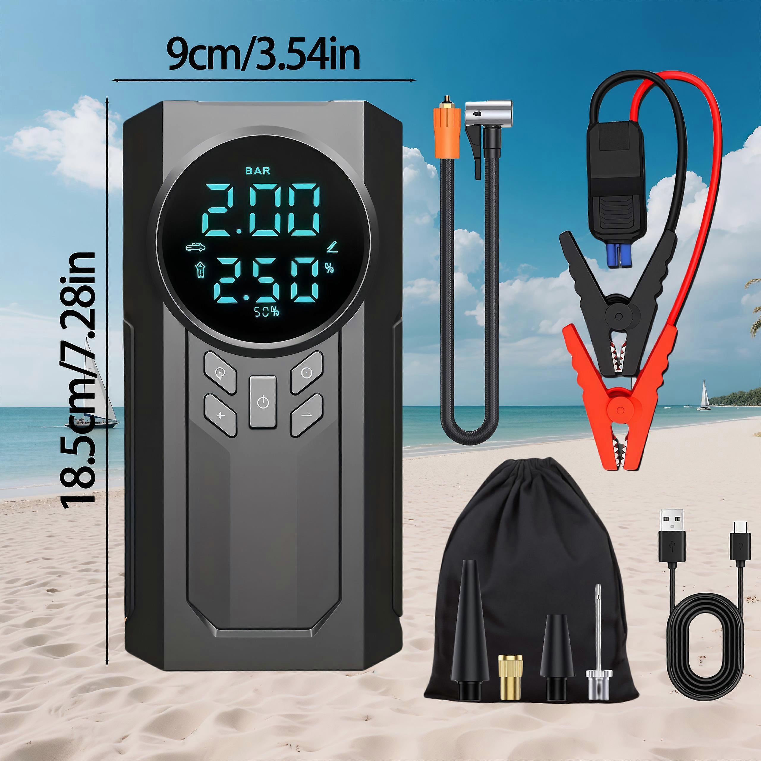 JKUOO Car Jump Starter With Air Compressor LCD Screen 21800mAh Portable Booster Charger 6000A Powerful Car Battery Starting Devi