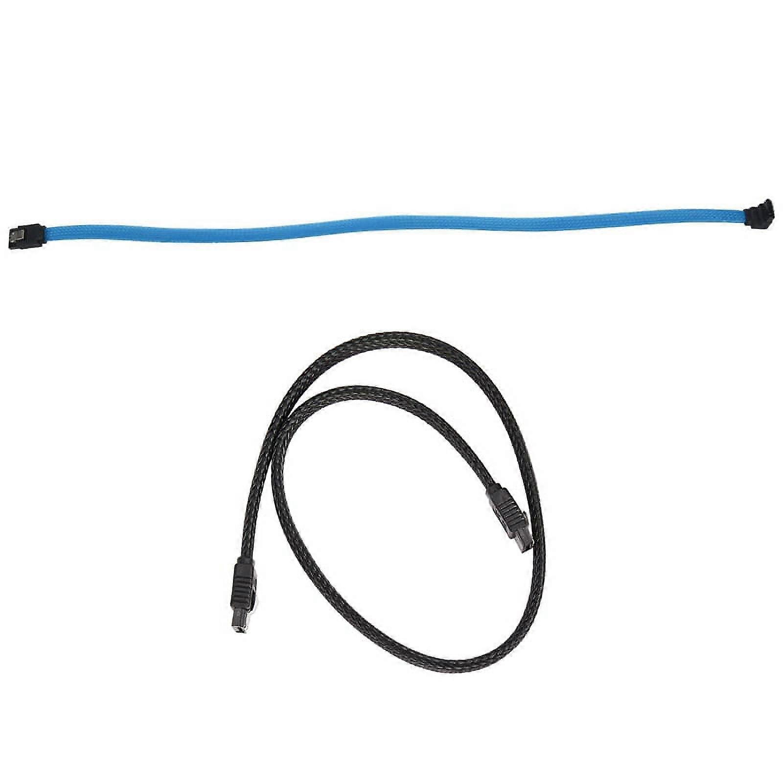 2x 50CM SATA 3.0 III SATA3 7Pin 6Gb/S SSD HDD Hard Disk Data Cord with Nylon Sleeved Premium Version(Blue&Black)