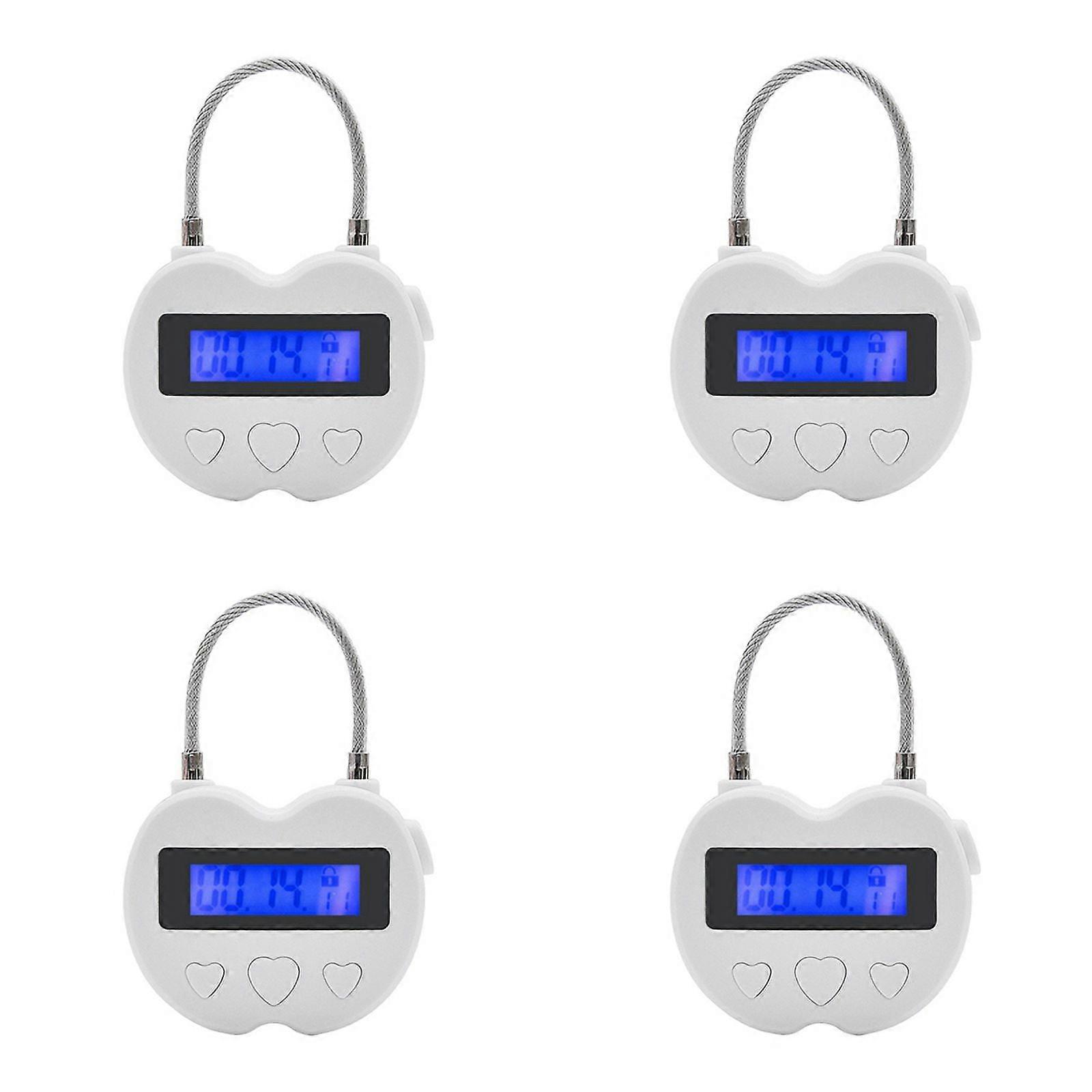 4X Smart Time Lock LCD Display Time Lock Multifunction Electronic , USB Rechargeable Temporary Padlock