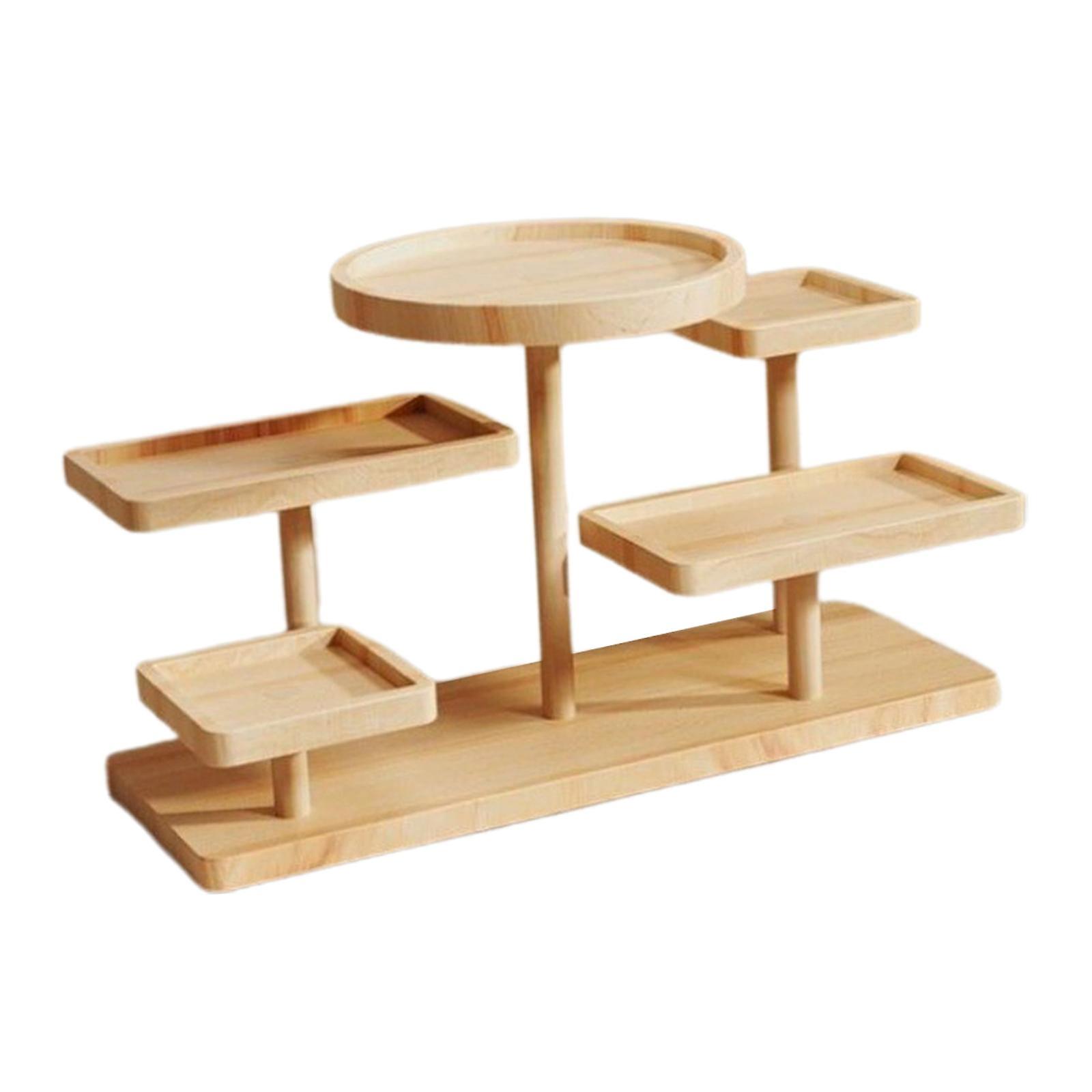 Wooden Multi Layer Display Rack Decor Wooden Display Riser for Bedroom Party