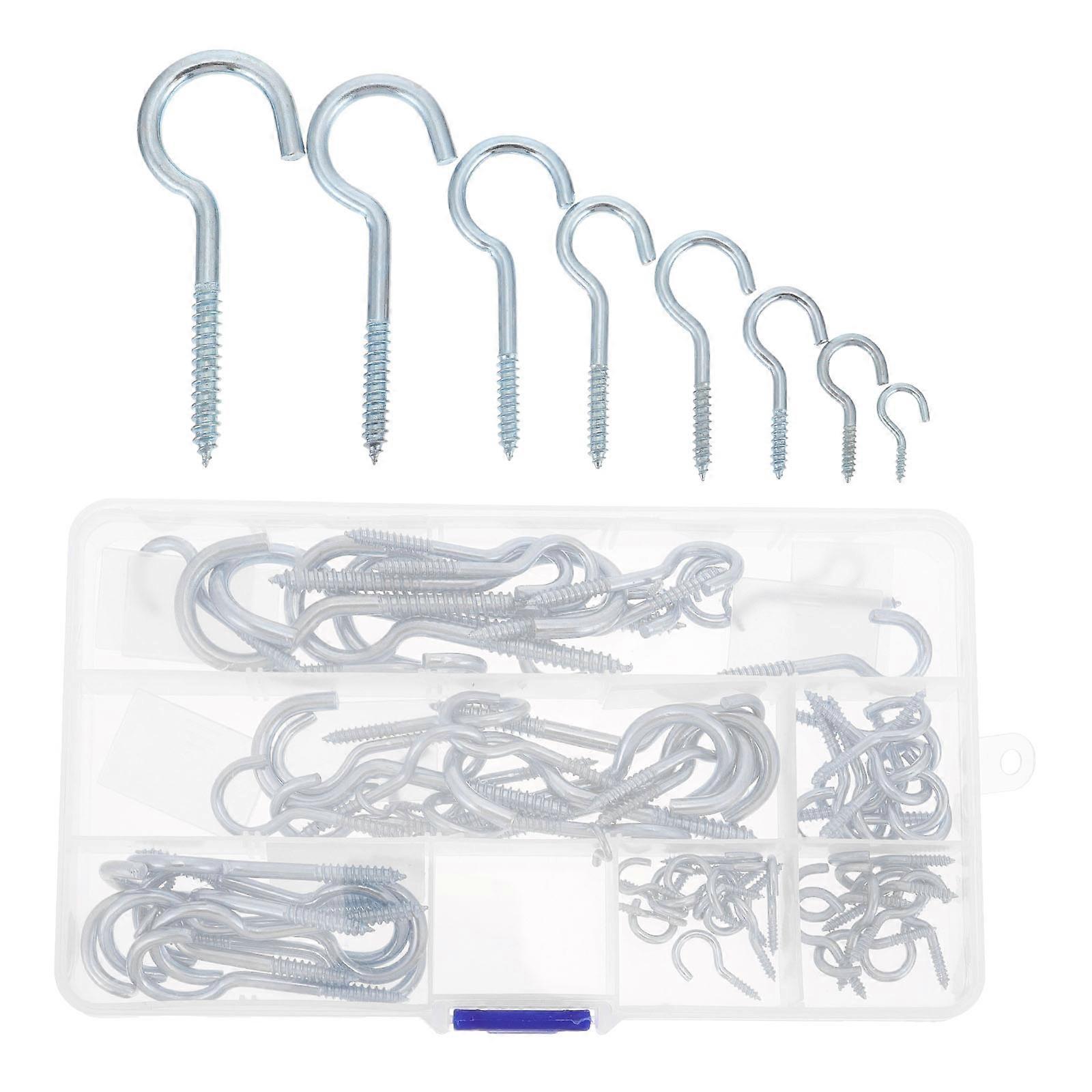 Silver Screw Hooks Assortment Kit for Wall Hanging 240Pcs