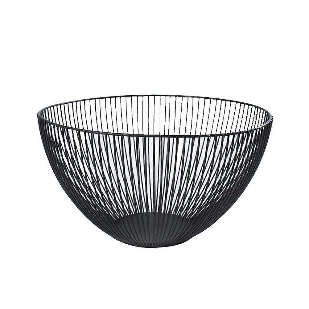 Fruit Drain Basket Simple Art Metal Fruit Container for Holding 2Pcs Black
