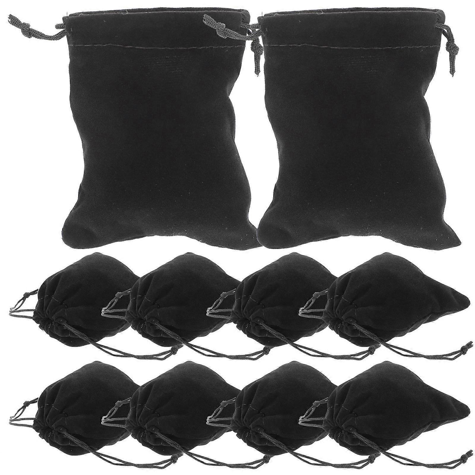 10Pcs Portable Drawstring Gift Bags For Children And Friends In Black With Rectangular Shape Designed For Holding Jewelries And Decorations