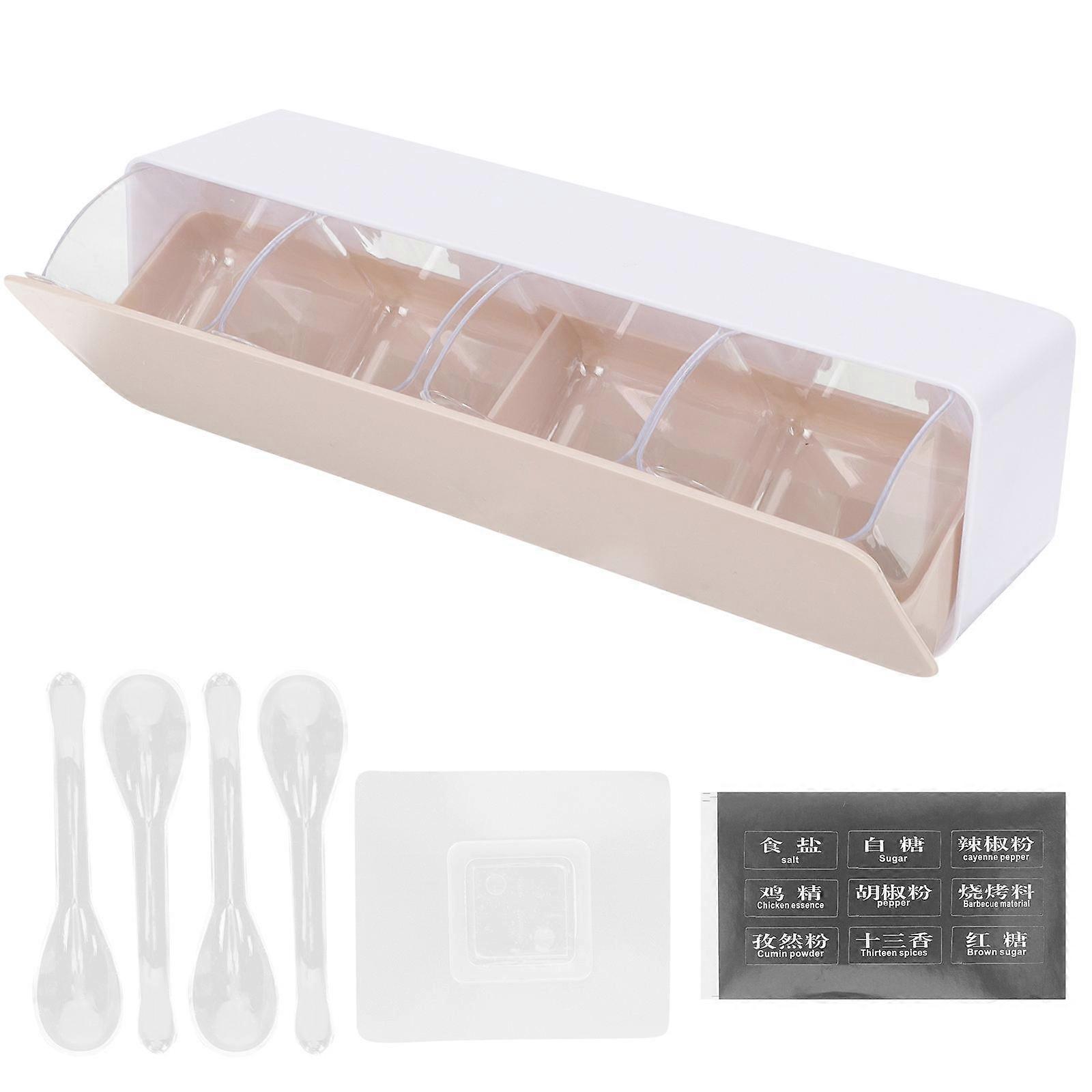 Household Spice Container MultiGrid Design For Hotel Use Beige 30x9cm 1Set
