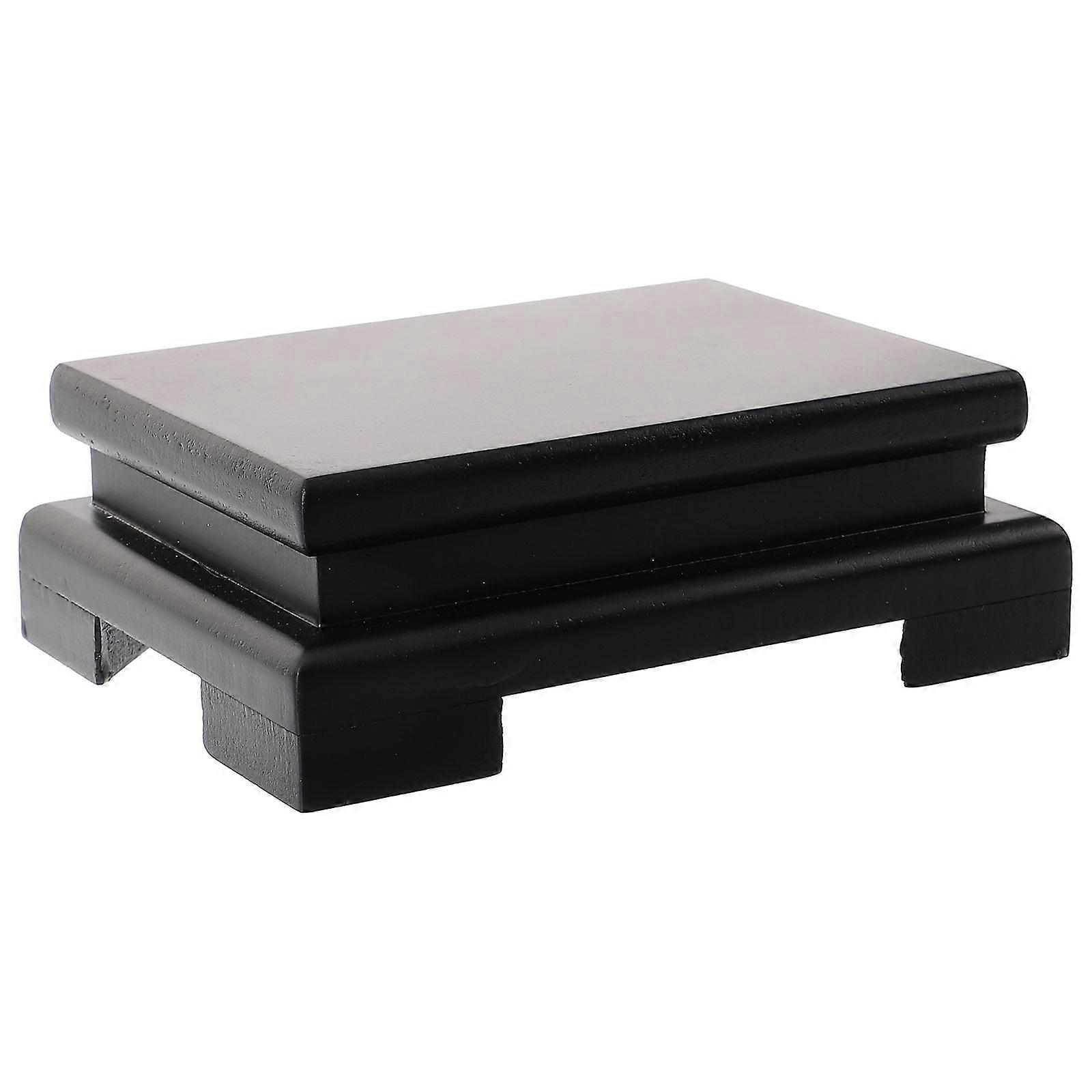 Wooden Rectangular Display Stand for Decorative Use 4Pcs Black Wooden Base