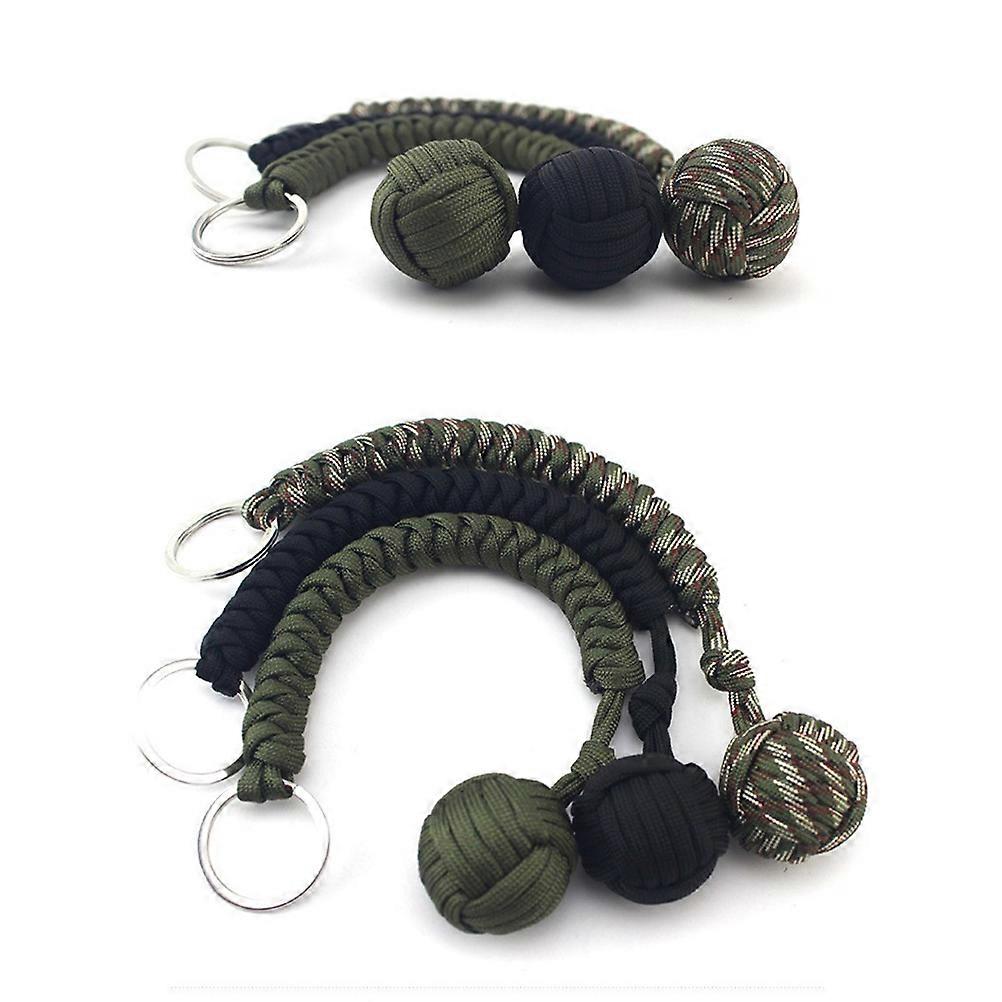 Parachute Cord Keychain with Stainless Steel Ball Pendant for Survival