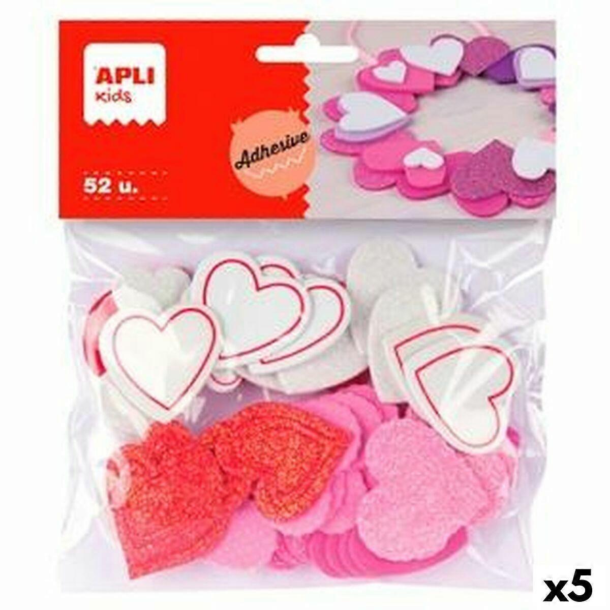 Eva Rubber Apli Multicolour Eva Rubber Hearts (52 Pieces) (5 Units)
