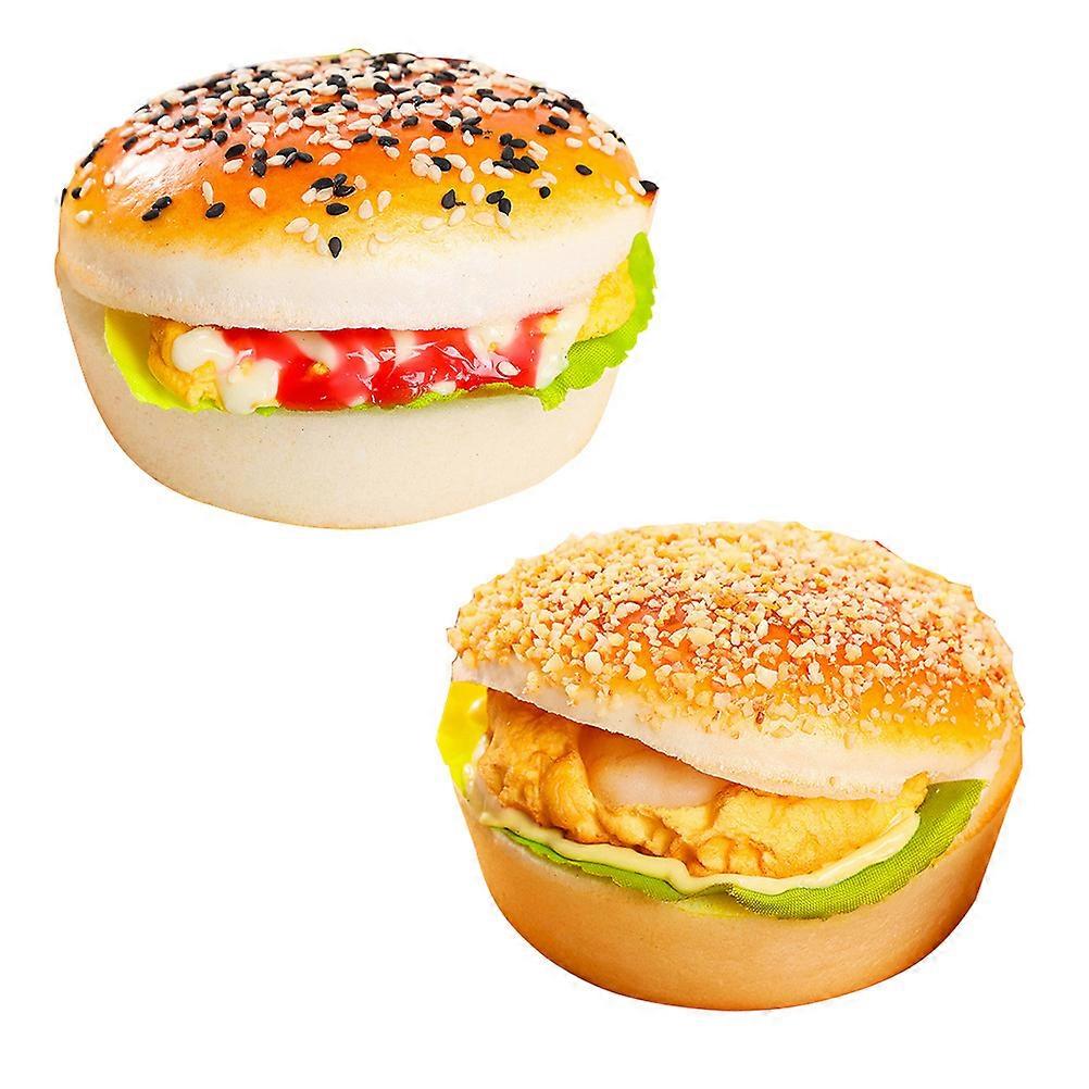Fake Burger Models PU Burger Decorations for Photography Props 2Pcs Set