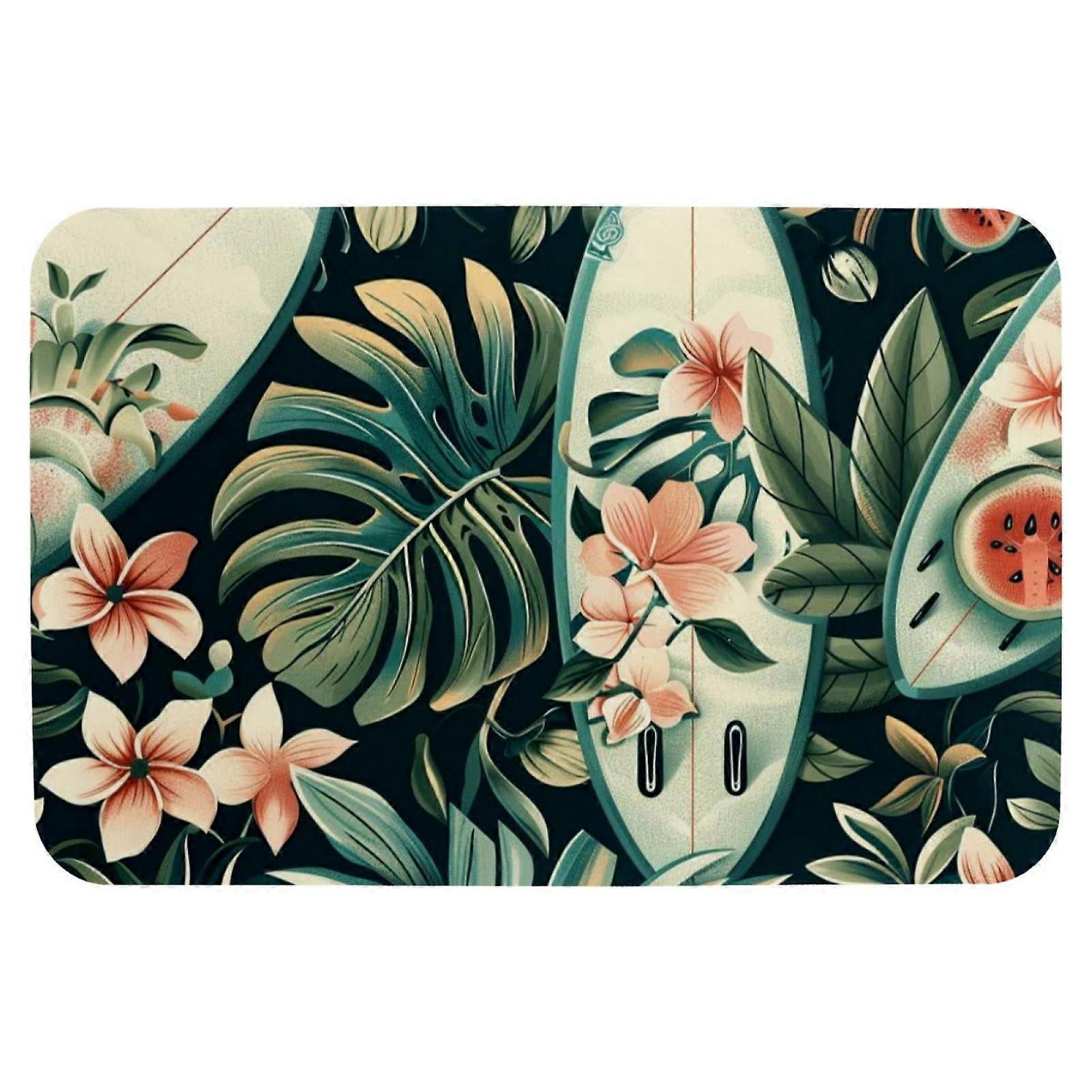 20x31in Watermelon Tropical Memory Foam Bath Mat, Machine Washable, Non-Slip, Quick Dry, Soft & Absorbent - Compatible with Bathroom Floors