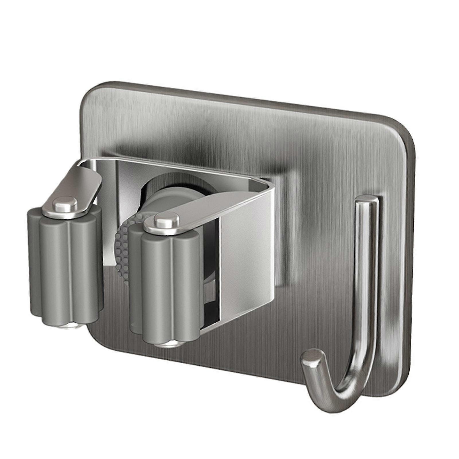 Self Adhesive Roller Mop Brooms Holder Multi-Purpose Stable Durable Hooks for Bathroom Kitchen