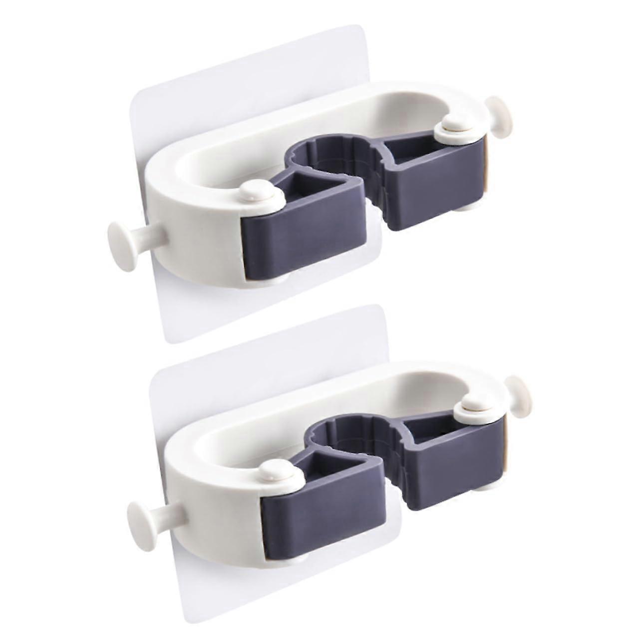 Wall Mounted Mop Holder 2Pack Broom Organizer Rack SpaceSaving Storage Hooks For Bathroom Kitchen Laundry Home Garage