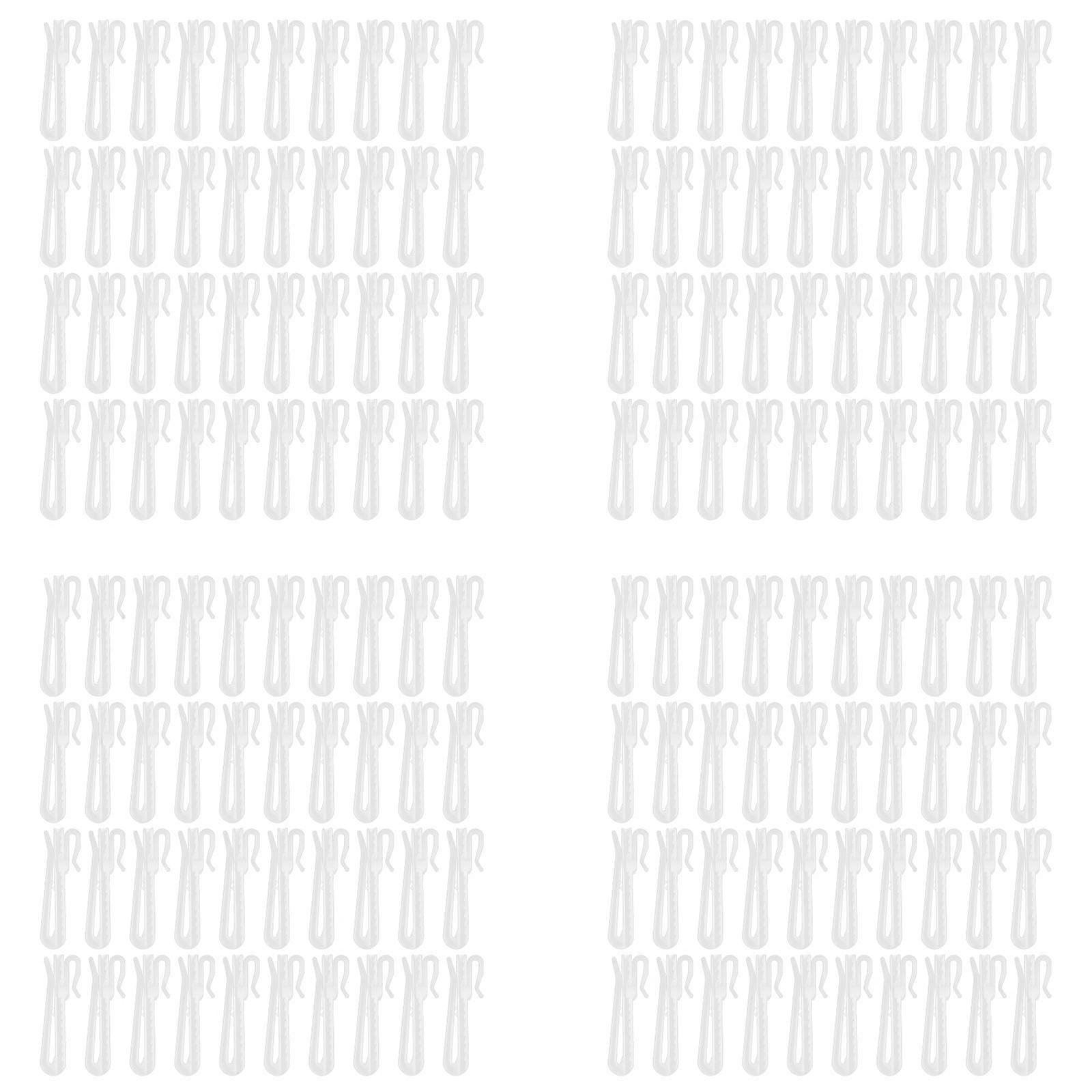 White Adjustable Plastic Curtain Hooks for Drapery 400 Pieces
