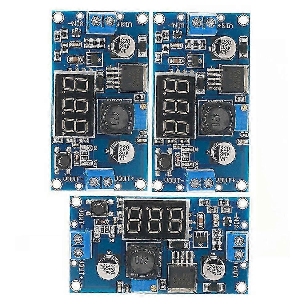 3Pcs LM2596 DC- Adjustable Step-Down Converter Voltage Regulator LED Display Voltmeter 4.0-40V to 1