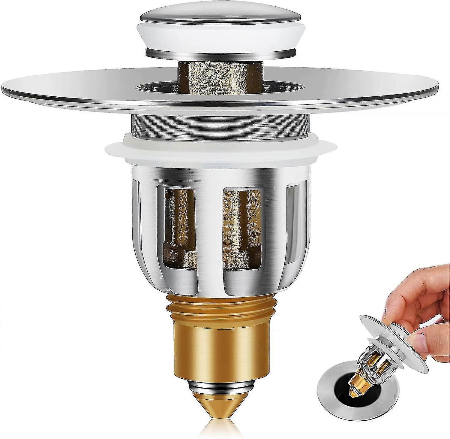 Stainless Steel Pop Up Sink Stopper, Anti-clog Drain Filter,pop Up