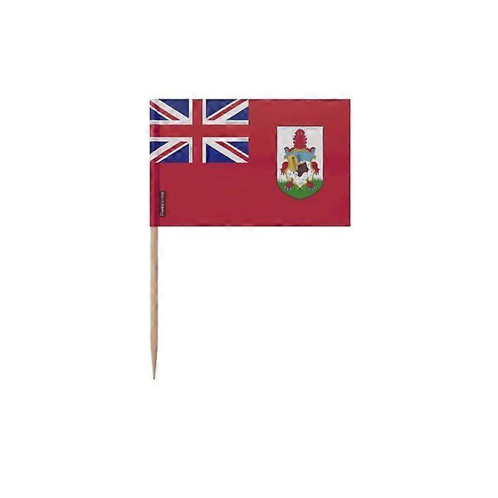 Bermuda Flag Toothpicks - 8 cm - 100 pieces - Adhesive plastic - Bamboo stick - Pixelforma