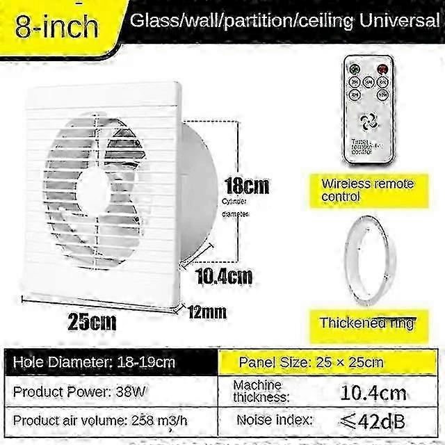 220V 4 / 6 / 8 Zoll Fernbedienung Fenster Wand Abluftventilator für Badezimmer WC Küche Luftlüftung mit Timing-Funktion