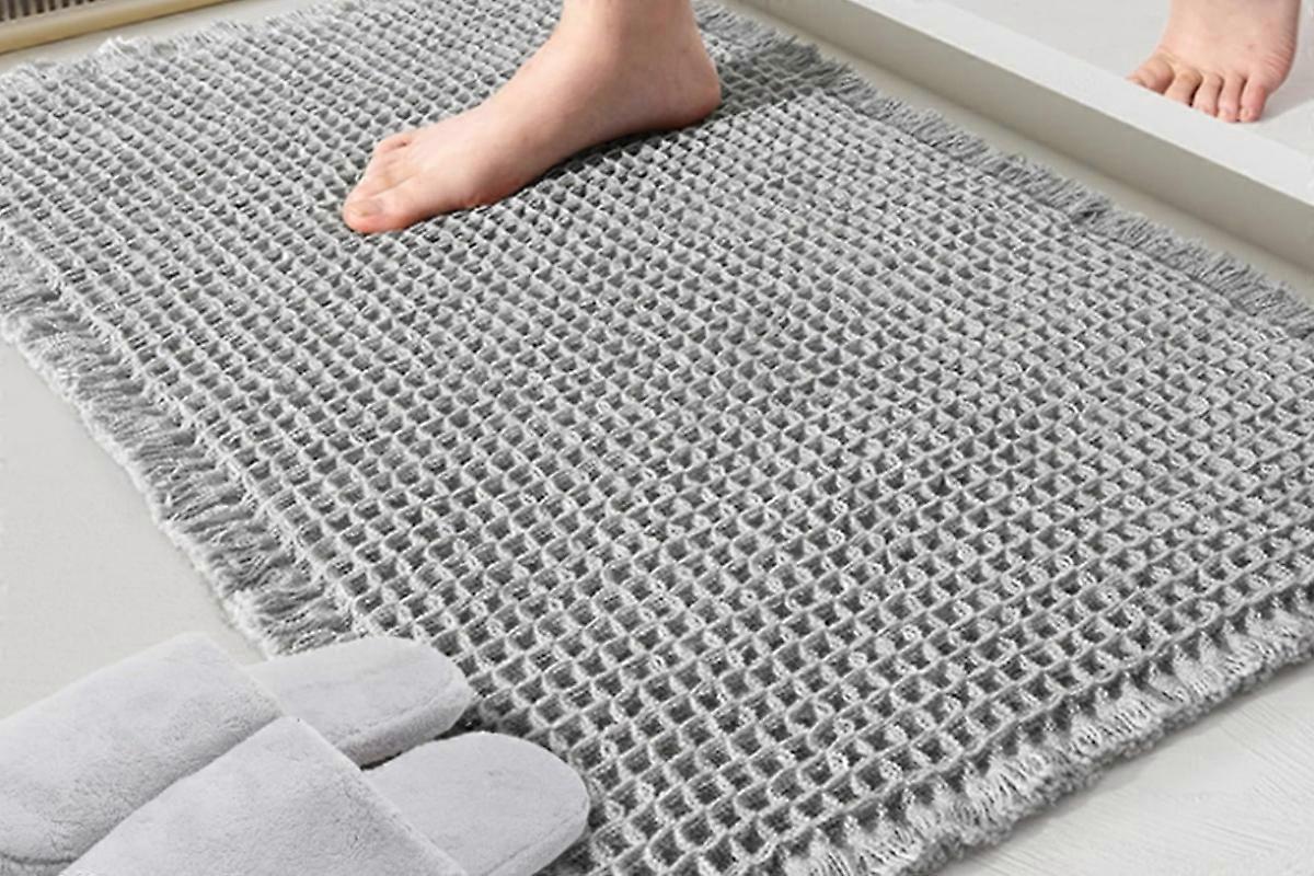 Waffle Bath Mat Cushioned Non Slip Bathroom Rug for Floor Standing Mat