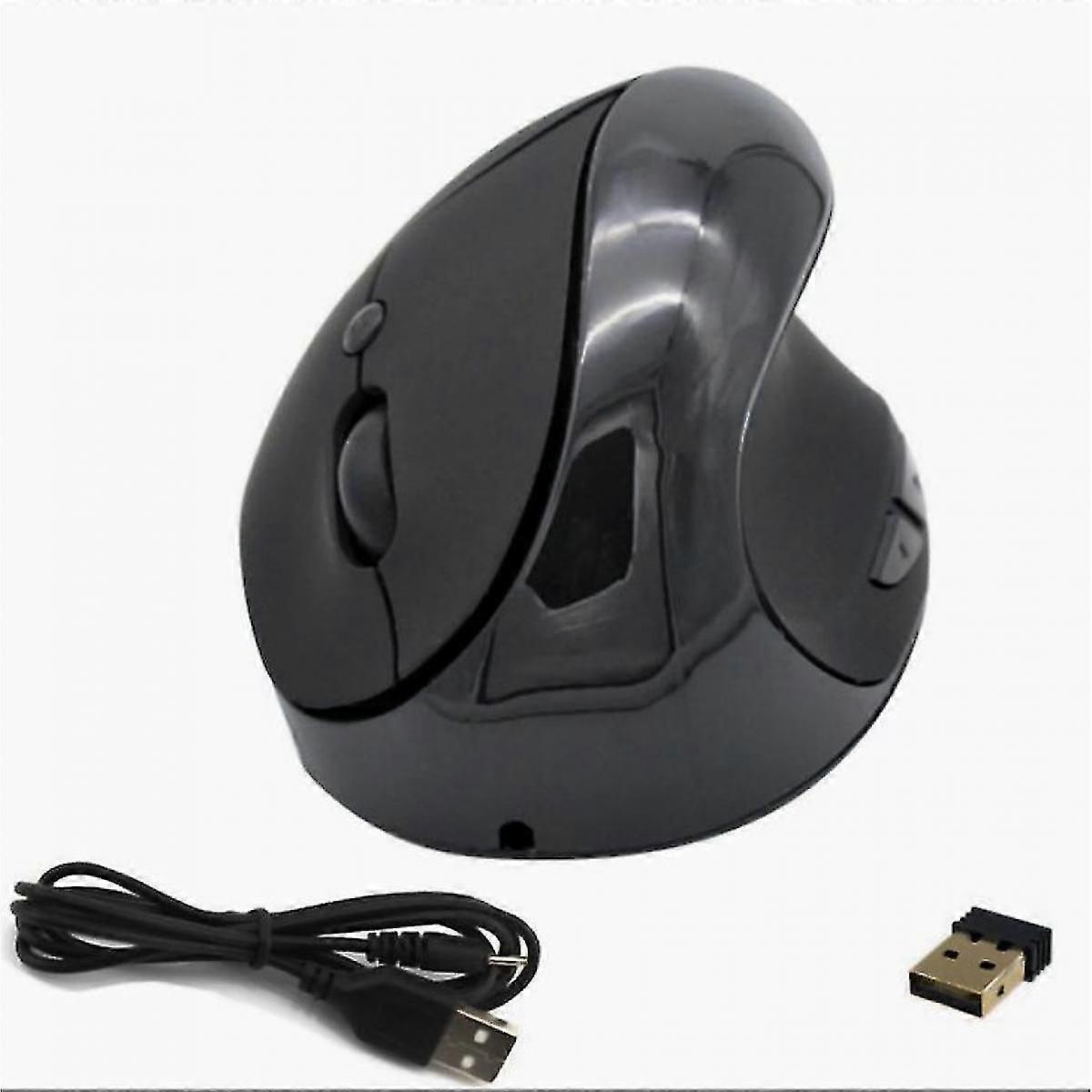 Wireless, ergonomic, vertical, mouse, optical, PC, gray.