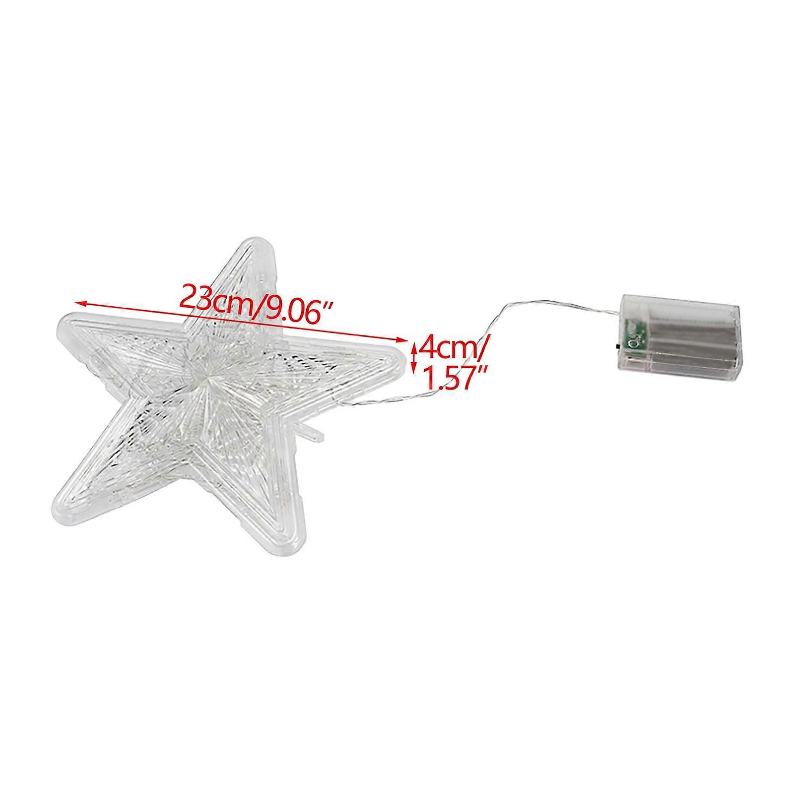 Lighted Christmas Star Tree Topper, 9" Battery Operated Xmas Tree Topper with Lights, compatible with LED decorations