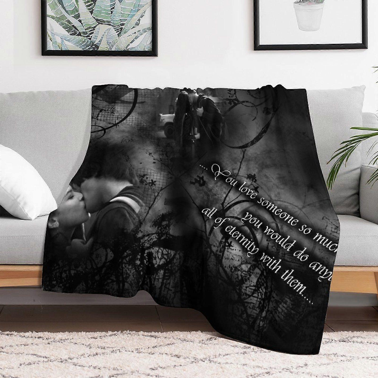 The Vampire Diaries Breathable Velvet Blanket for Sofa Lounge Winter Soft Touch No Shedding Anti-Wrinkle