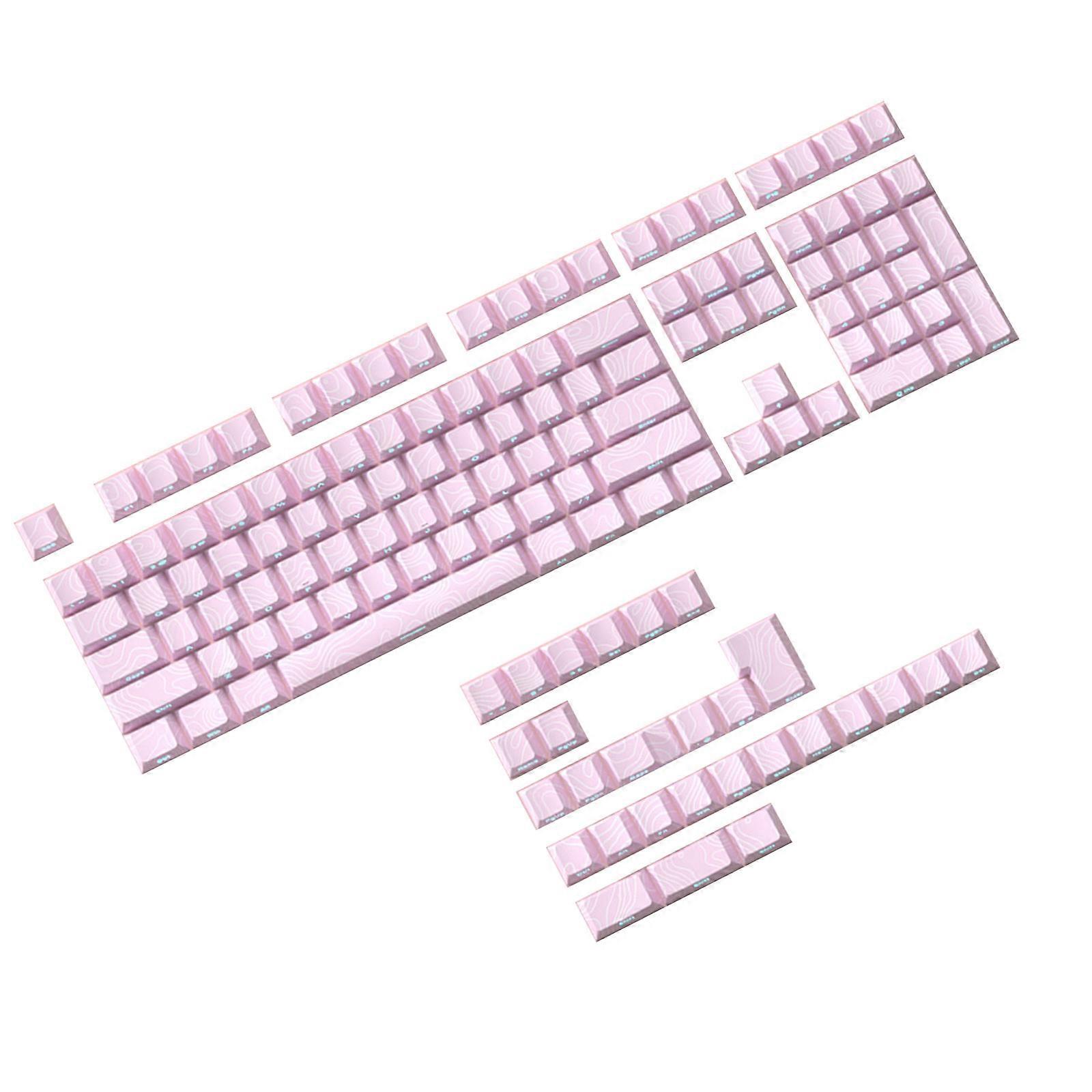 Pink Keycap Upgrades 136 Ergonomic Keycap with Side Backlit Side Print for Mechanical Desktops Laptops Keyboards Multicolor