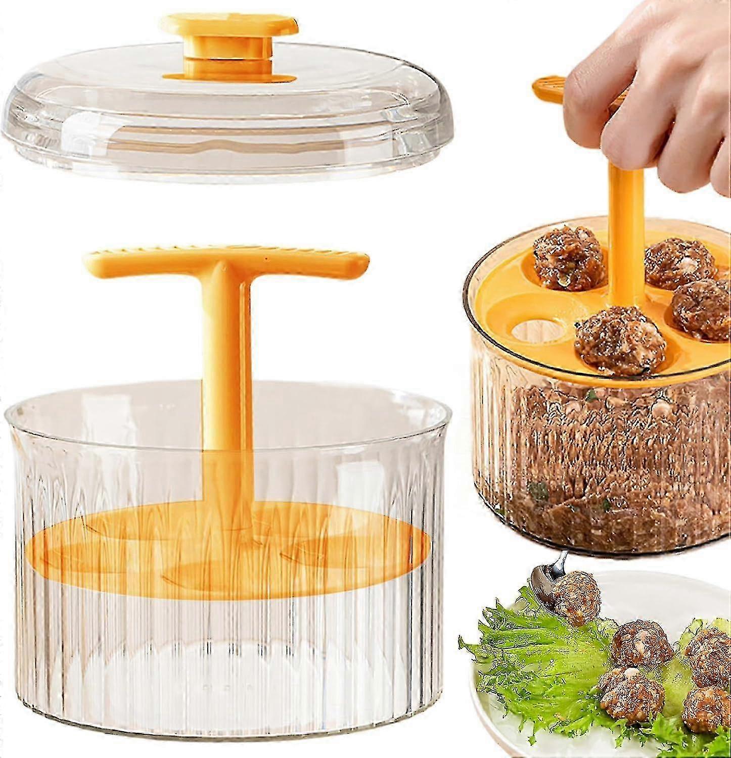 Translucent meatball maker for kitchen, manual tool with 5 balls mold