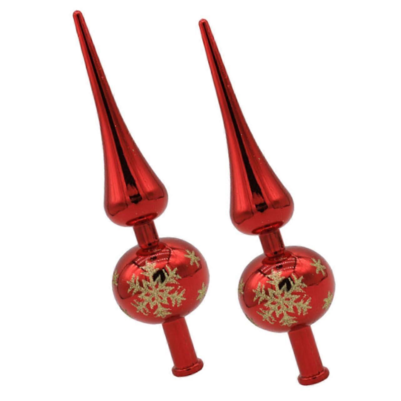 Christmas Tree Toppers 2Pack Red Plastic Spherical For Indoor Xmas Tree Decor