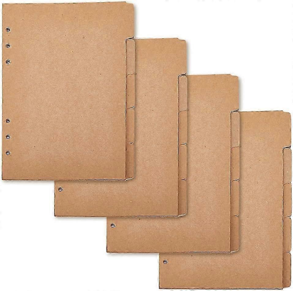 20 Sheets A5 Kraft Paper Binder Dividers 5-Tab/6-Hole Cover Ring Binder BurlyWood 6 Holes Ring Index Page for Planner Notebook Loose Leaf Binders 208x