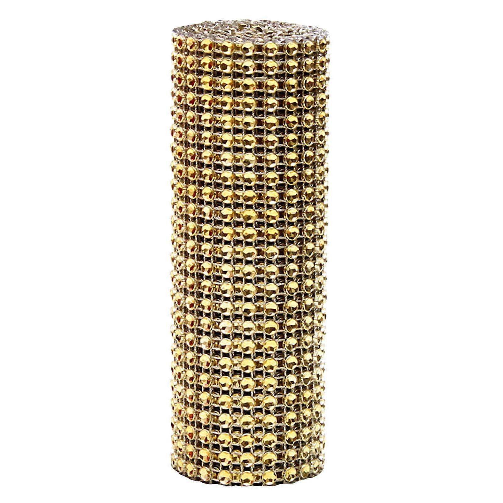 Yakbaofuo Event Party Decorations Rhinestone Ribbons Plastic 24 Rows Shiny Diamond Rhinestone Mesh Wrap Roll