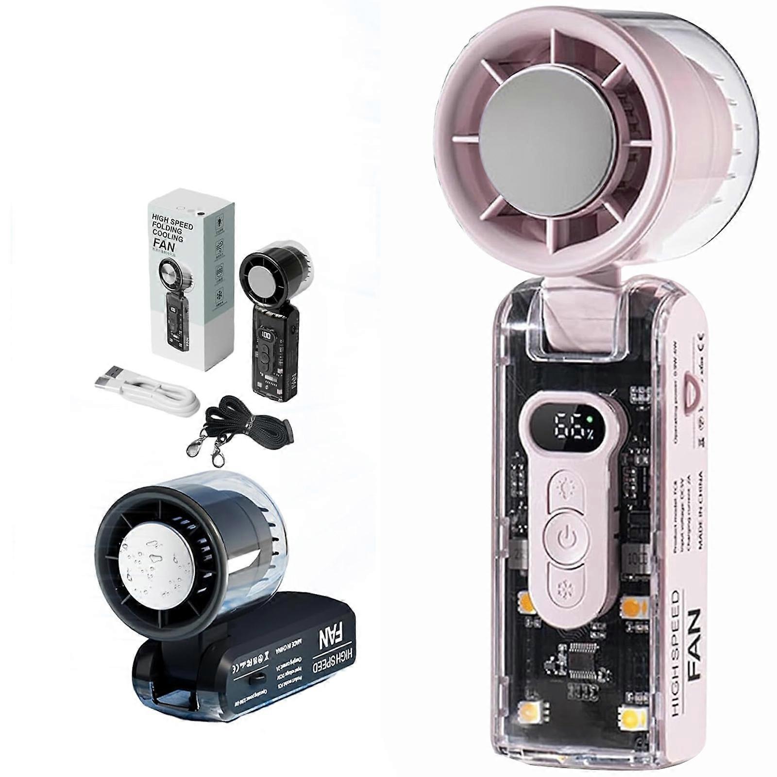 Portable Handheld Turbo Fan with Ice Cooling, 9000mAh Rechargeable 100Speed wind