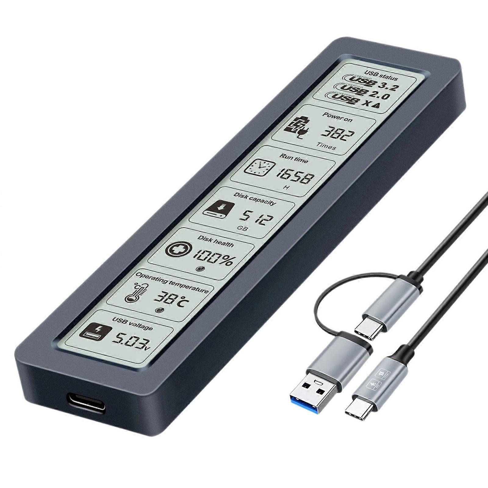Toolless External SSDs Enclosure Featuring Screen For Disk Monitoring USB C 10Gbps Transfer Speed Aluminum Cooling Design Multicolor