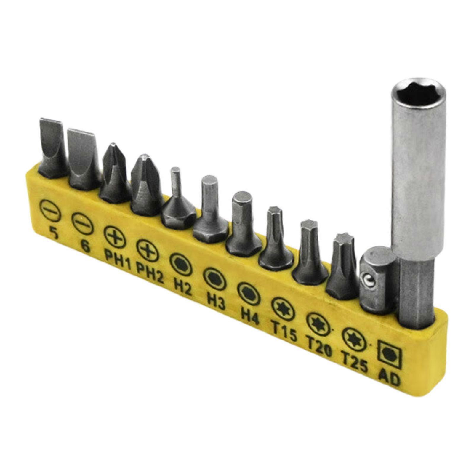 12pc Multiple Screwdriver Bit Set For Precise Work 55mm Extended Driver Bar Rod Fit Manual Electric Pneumatic Tool Multicolor