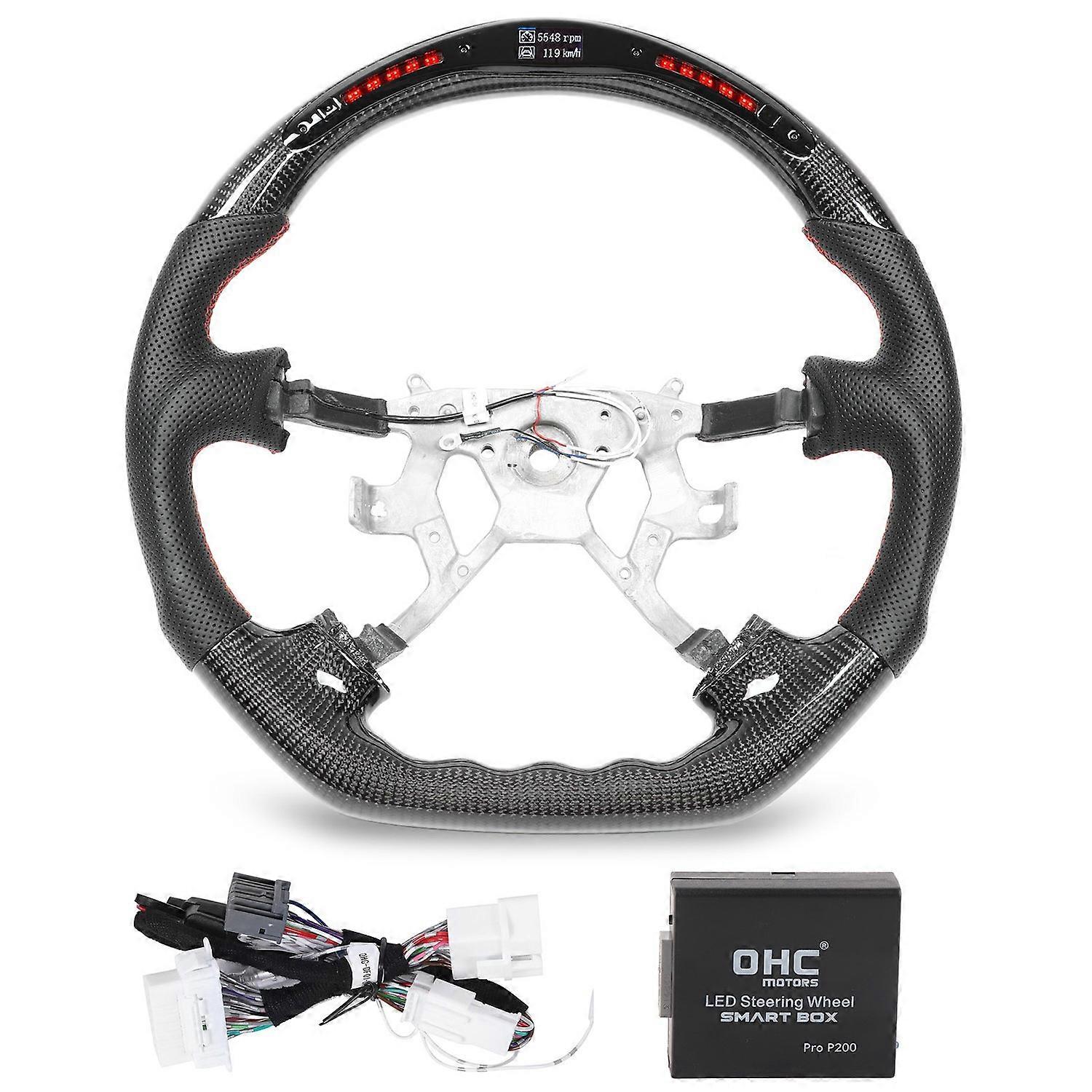 Carbon Fiber LED Display Shift Lights Flat Bottom D Type Steering Wheel for Patrol Y61 GR GU 1998 to