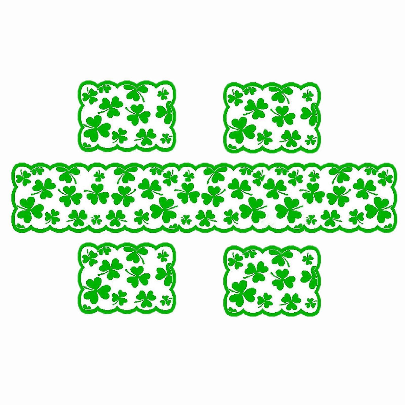 Begine Clearance Irish Festival Shamrock Table Runner St. Patrick's Day Decorative Table Runner Placemat Set,1X Table Mat, 4X Place Mats