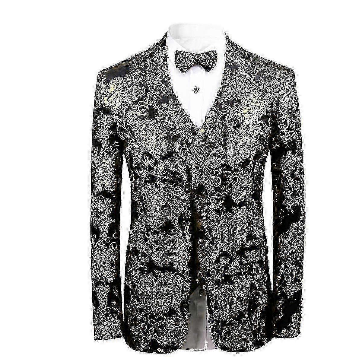Gold printed jacket for men with button down collar z