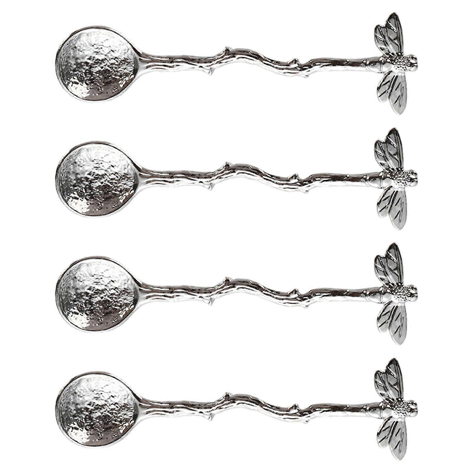 Hammered Incised Coffee Spoons Coating Alloy Durable Dessert Utensils Multipurpose Utensils For Baking Entertaining  Silver