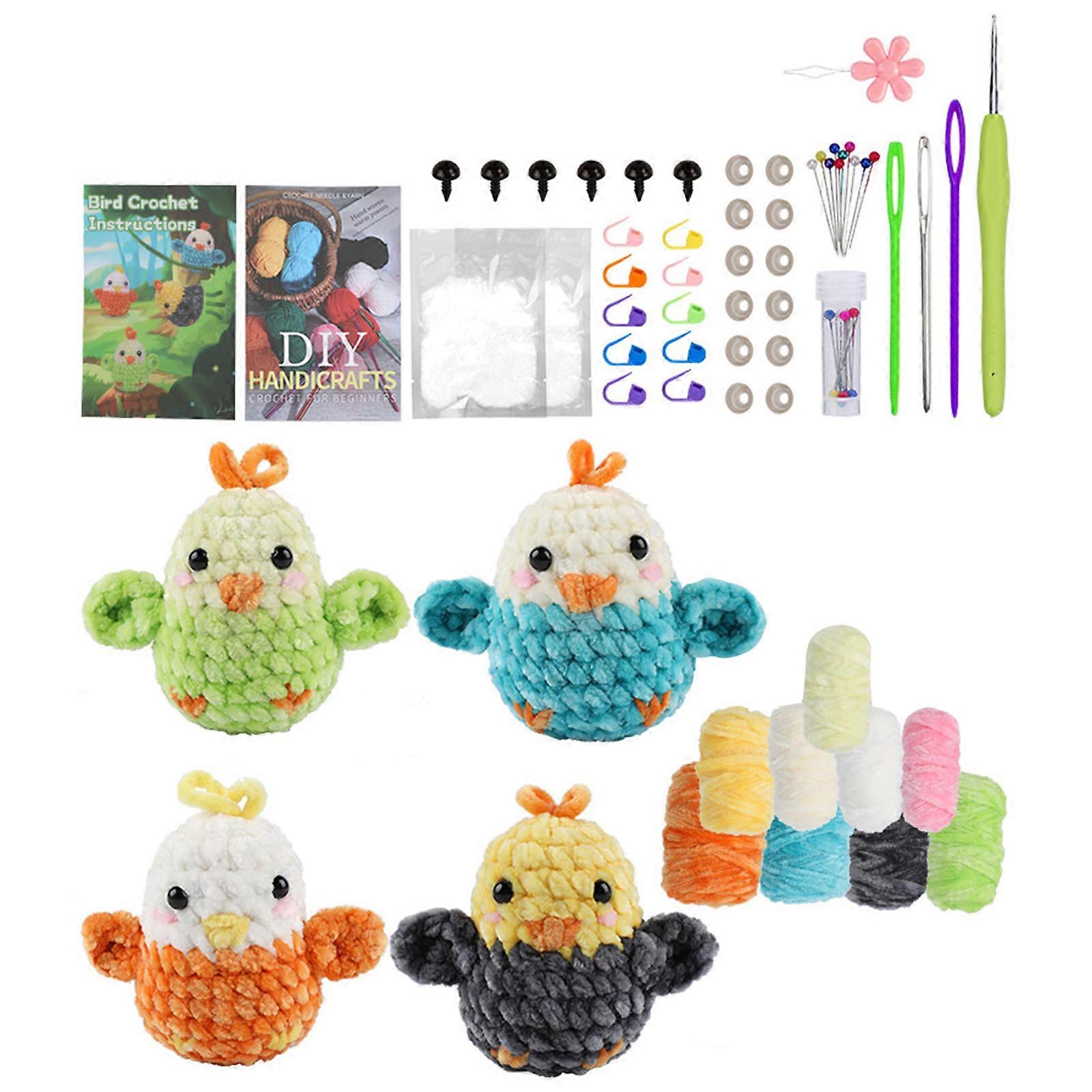 Animal Bird Crochet Set Knitting Supplies with Step-by-Step Video Tutorial Instruction for Beginner Kid Adult Multicolor