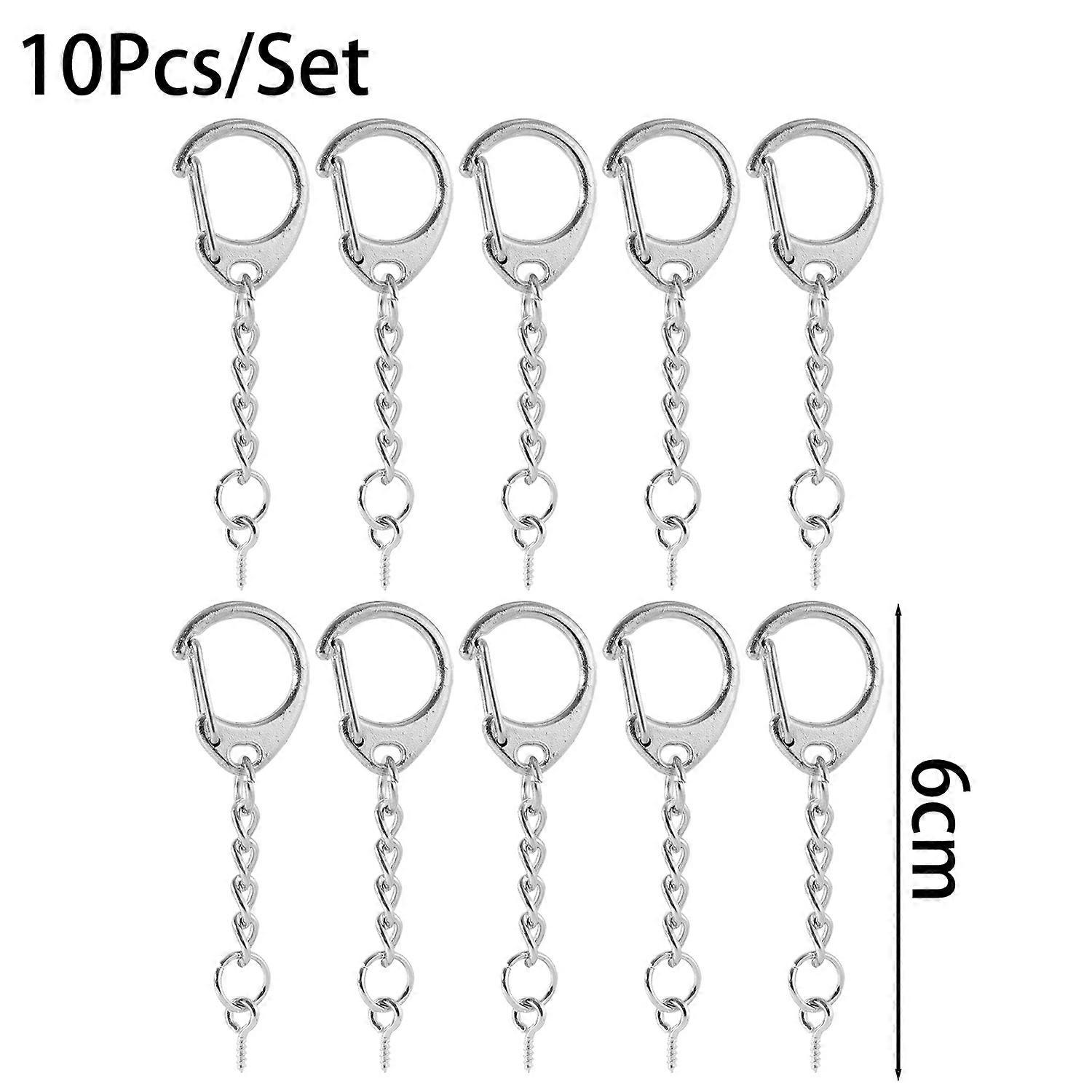 10pcs Lobster Clasp Key Ring Keychain C Shape Clasps Connector Hook For DIY Jewelry Making Finding Key Chain Accessories