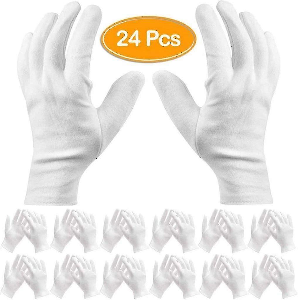 För torra händer &; eksem, smycken check 24 pack vita bomullshandskar arbetshandskar a