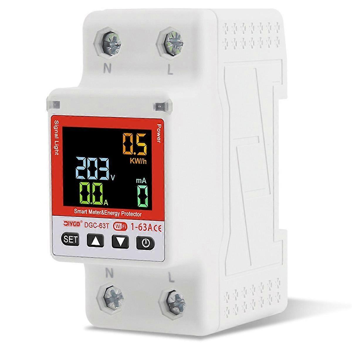 WIFI Circuit Breaker Remote Control Switch Adjustable Overload Voltage Leakage Current Temperature