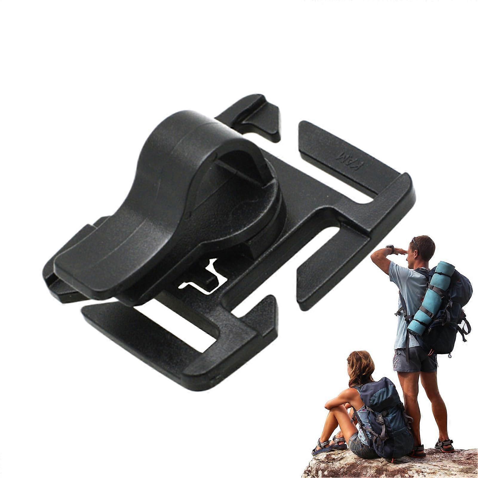 Hydration Tube Clip 360° Rotatable with Quick Release DRing and Locking Carabiner for Hiking Backpack Black Brown
