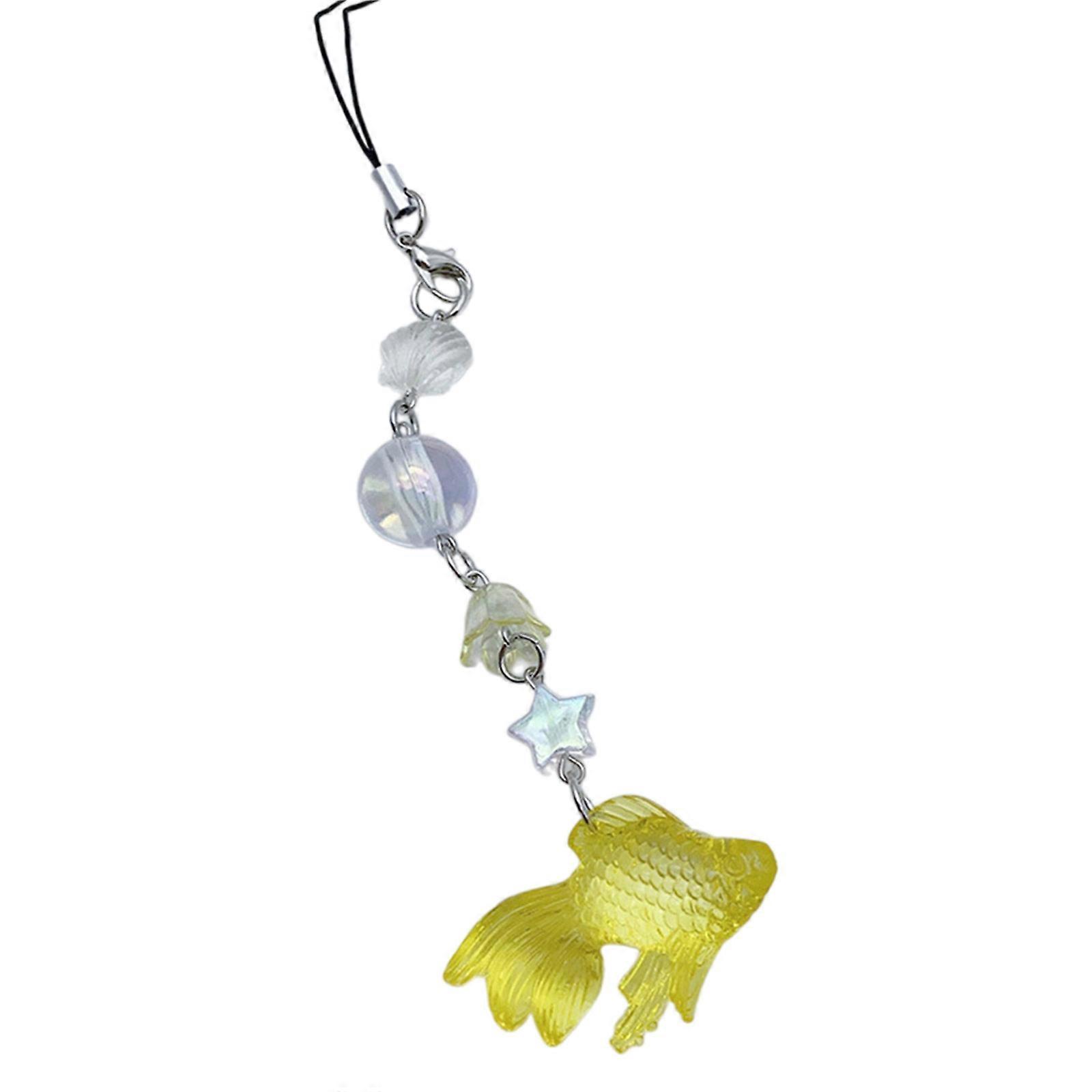 אקריליק דגים טלפון קסם Keychain אלגנטי כוכב תליון מחזיק מפתחות רומנטיקה מחזיק מפתחות מתנת יום הולדת לנשים ילדה בני נוער זהב